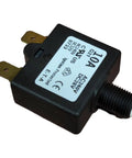 Compact Thermal Reset Tiny But Mighty Single Pole Circuit Breaker Push to Reset, 10 Amp, 240 VAC, side view