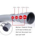 Six Feet Universal Washing Machine Drain Hose Kit With Flexible Corrugated Extension for Dishwashers, shown with multiple diameter design.