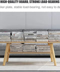 Rustic Vintage Industrial Rectangle Coffee Table With Double Layer Open Storage Shelf For Living Room displaying stacked books on shelves.