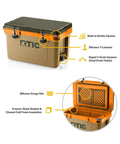 Ultra Light 32 Quart Cooler That Weighs 30 Percent Less Than Rotomolded Coolers, Portable Ice Chest side view showing latches and drain