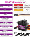 Five Pack 9g Micro Servo Motors With Metal Gears For DIY Smart Robots And RC Toys product specifications and components