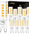 10 Pack Dimmable G9 LED Bulbs 3000K Warm White 4W G9 Base Chandelier Light Bulbs displayed in packaging with dimming symbols