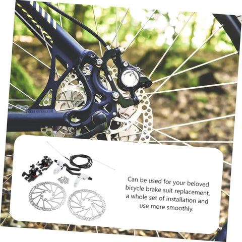 Epic Mountain Bike Hydraulic Disc Brake Kit With Beefy Pads And CNC Balanced Rotors For Gnarly Trails And Smoother Weekend Shredding Anywhere You Ride, close-up of brake caliper and rotor.