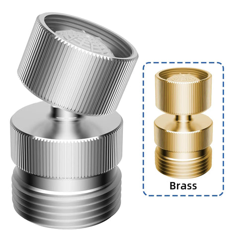 Metal Swivel Faucet Adapter For Sink To Garden Hose Chrome Finish Easy Install No Fuss Setup With G Three Fourths Male Thread Brass Connector Included For Female Faucet Heads, chrome and brass