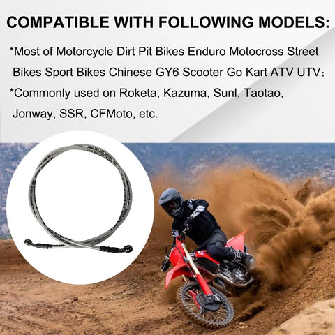 Beefy Braided Hydraulic Brake Line With 10mm Banjo Ends M10 Universal Fit For Dirt Bike ATV UTV Go Kart Scooter 80cm Long