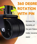 Trailer jack wheel with pin, dual 6-inch, black plastic wheel assembly for tongue jack