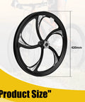 20 Inch Aluminum One Piece Bike Wheel With 5 Spoke Rim For Mountain Folding Kids And BMX Bikes Disc Brake And Freewheel Hub Compatible 420mm Diameter 30mm Wide Schrader Valve Nylon Brake Pads Solid Axles