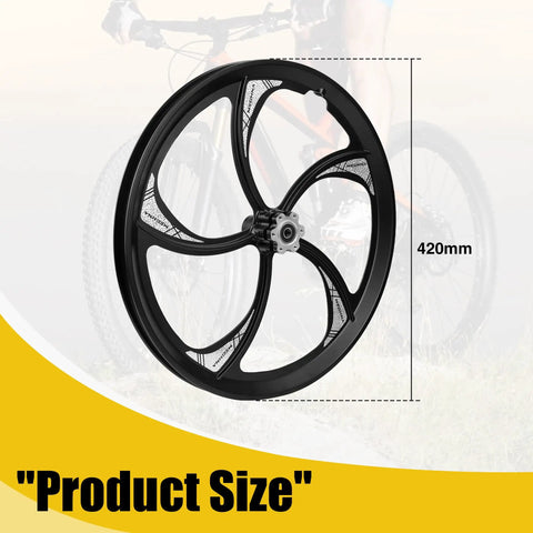 20 Inch Aluminum One Piece Bike Wheel With 5 Spoke Rim For Mountain Folding Kids And BMX Bikes Disc Brake And Freewheel Hub Compatible 420mm Diameter 30mm Wide Schrader Valve Nylon Brake Pads Solid Axles