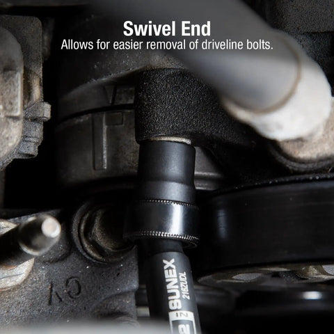 1/2-Inch Drive SAE 12-Point Driveline Socket Set installed on bolt with 360 Degree Access for limited clearance work