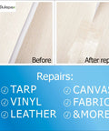 Clear Tent Repair Tape 30 Ft Roll 2.9 In Wide For Tents Awnings Boats RVs And Tarps - before and after fabric repair demonstration