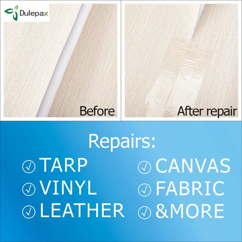 Clear Tent Repair Tape 30 Ft Roll 2.9 In Wide For Tents Awnings Boats RVs And Tarps - before and after fabric repair demonstration
