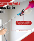 Heavy Duty Airless Paint Sprayer Gun Kit With 3600 PSI And A 50 Foot High Pressure Hose with extension rod and spray guide tool.