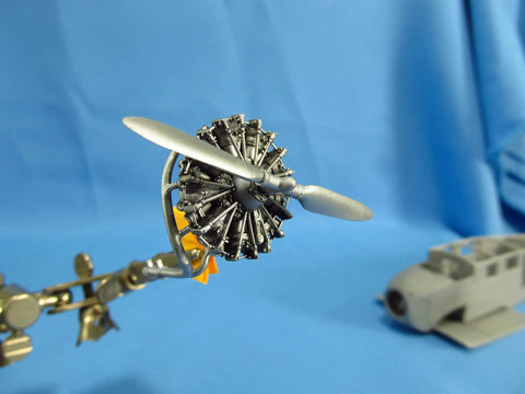 Close-up of Junkers W.34 Engine Detailing Set for 1/48 scale aircraft, 3D printed parts for MikroMir kits showcasing engine detail.