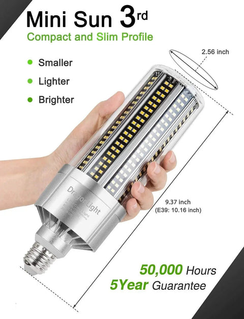 Person holding 120W LED Corn Bulb For High Bay Areas Ultra Bright 14,400 Lumens 5000K Daylight E26 And E39 Mogul Base