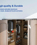 Wooden closet showing 72 Inch Bifold Door Hardware Kit For 4 Doors With 18 Inch Panels Top Mounted Folding Sliding Barn Door