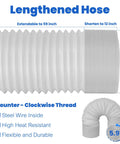Portable Air Conditioner Window Vent Kit With 5.9 Inch Exhaust Hose, 59 Inch Length, Adjustable Seal, Fits Vertical Or Horizontal Windows, Universal Anti Clockwise Thread