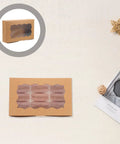 Brown DIY Cookie Boxes With Window 50 Pack Portable Paper Bakery Boxes for treats, showcasing macarons inside the window.