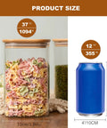 Airtight Glass Storage Jars Set Of 6 37 Oz Each With Bamboo Lids For Tea Coffee Flour Sugar Snacks Spices Candy And Cookies, jar size reference with a soda can.