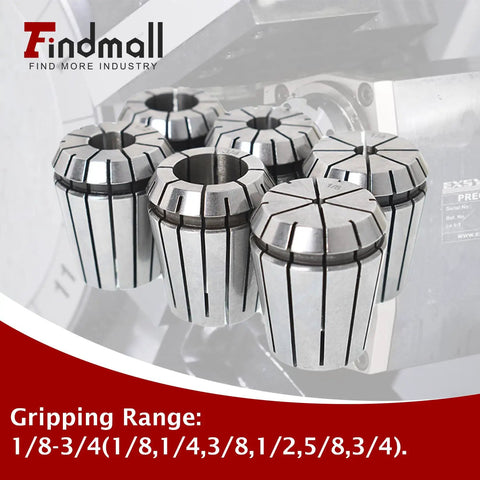 ER32 Spring Collet Set Six Piece One Eighth To Three Quarters Inch Range For CNC Milling Lathe Tooling And Work Holding