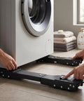 Heavy Duty Extendable Appliance Rollers With Thirty Six Upgraded Black Wheels For Moving Dryers Washing Machines Fridges And Furniture Sliding Gear adjusting under a washing machine.