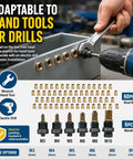 Pro Grade Rivet Nut Tool Kit With Mandrel Head Set M3 To M10, Carbon Steel Build, Heavy Duty Rivet Nut Hardware, Universal Dual Compatibility, Premium Bearing Washer Design For Smooth, Stripping Resistant Fastening, used with wrench and drill