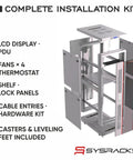 32U Server Rack Cabinet With 19 Inch Network Enclosure Layout 35 Inch Deep Floor Standing Data Chassis showing complete installation kit components.