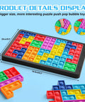 Slick Silicone Pop Puzzle Fidget Toy Buttery Smooth Push Pop Brain Teaser showing colorful geometric shapes for stress relief.