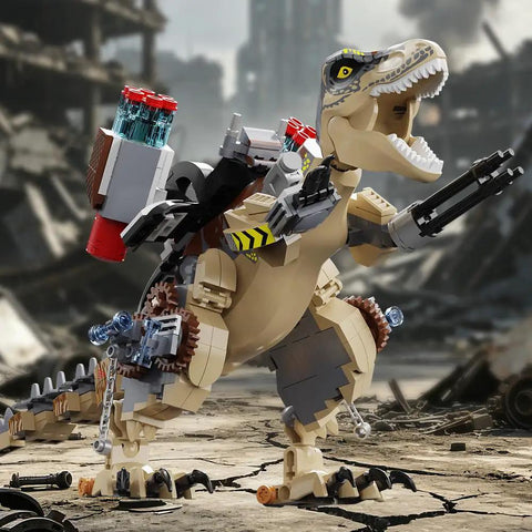 725 Piece Mechanical Dinosaur Attack Set With Tyrannosaurus Rex, Pterosaur And Off Road Vehicle In A Dino Park World Build Kit For Ages 6 To 14 And A Great Birthday Gift For Boys And Girls, mechanical brick T-Rex
