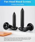 Top Tier 550 Piece Tough As Nails Black 304 Stainless Steel Wood Screw Assortment Kit With Phillips Pan Head and self tapping grip
