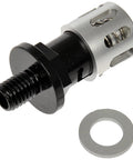 Twist Drain Plug For Easy Oil Changes Tool Free Oil Pan Drain Solution Compatible With Select Models, black and silver plug visible