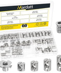 60 Piece M6 Barrel Nut And T Nut Hardware Kit Nickel Plated Carbon Steel Threaded Inserts in storage case.