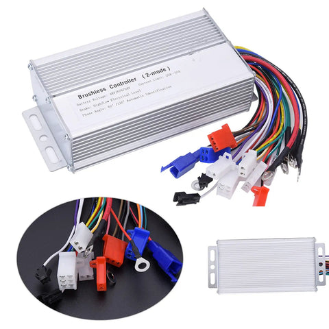 Beefy Aluminum 48V 60V 64V Brushless Motor Speed Controller 1000W 1500W 30 Amp Drop In with numerous connectors and heatsink.
