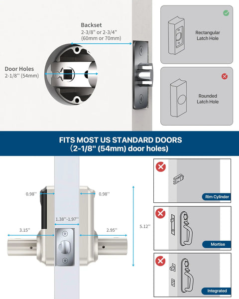 Installation guide image for Heavy Duty Keyless Entry Keypad Door Lock With Handle Four Pack Electronic Deadbolts.