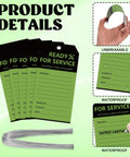 Ready For Service Tag Set 50 Pack 3x5 3/4 Inch Wire Grommet Repair Tags For Equipment Black And Green Color Code Tags For Production Status Required Examination And Maintenance In The Shop Cardstock, stacked tags and wire