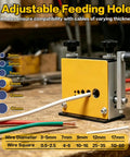 No Sweat Heavy Duty Wire Stripper Machine For Copper Cable 3 To 17 MM And Drill Compatible Stripping Tool showing 6 adjustable feeding holes for wire sizes.