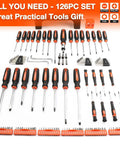126 Piece Magnetic Screwdriver Set With Plastic Organizer for Home Projects DIY Tool Kit including various tools.