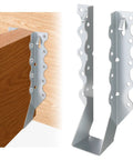 2x8 Joist Hangers Set 50 Pcs 20 Gauge Heavy Duty Face Mount Rafter Brackets installed on wood, close-up view