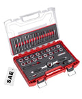 Pro Grade 39 Piece SAE Tap And Die Set With Dual Layer Storage Case, Includes SAE and NPT taps for threading repairs