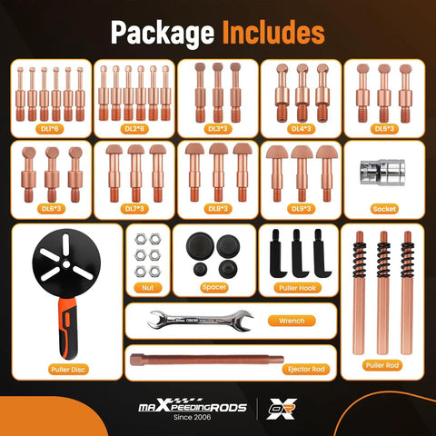 Pro Grade 55 In 1 Bearing Puller Tool Set For Shop And Home Garage Work Gripping Pulling Gears Bearings And Pulleys Featuring 9 Heads 3 Hooks Rods Plate Sleeve And Washers For Solid Grip Nails Your Repairs Quick Like A Real Tech Guru. package includes set of puller heads, hooks, rods, disc, socket, wrench, and spacers