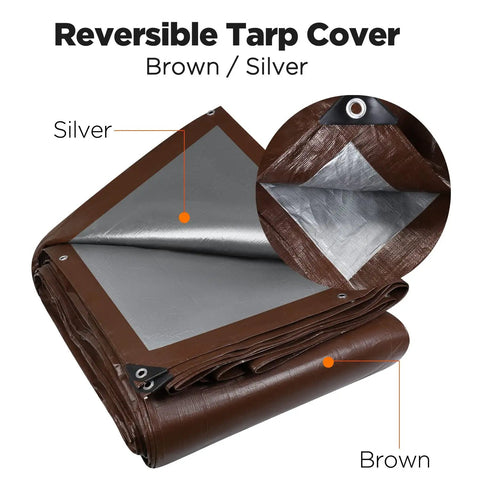 Twenty By Twenty Foot Heavy Duty Waterproof Tarp Cover Built To Last 12 Mil Thick With UV Shield And Rugged Reinforced Edges