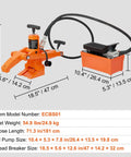 Hydraulic Bead Breaker With 10000 PSI Power And Metal Foot Pump Heavy Duty Steel Bead Breaker Tool dimensions illustration