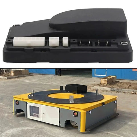 Get This Heavy Duty Recise Electric Stacker Controller For Forklifts. 24 Volt 90 Amp module shown beside a utility cart.