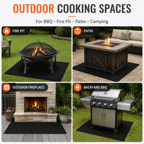 Heavy Duty Outdoor Grill Mat Made For Kirkland Signature Six Burner Gas Grill Heat Resistant Barbecue Liner under grill and fire pit.