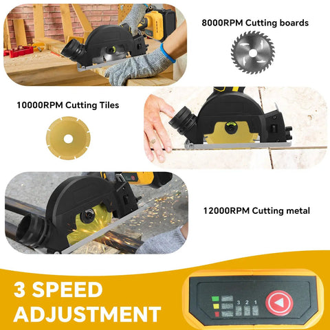 Lightweight 20V Cordless Mini Circular Saw Kit with 4 Inch Blades, Brushless Motor Delivers 12000 RPM, 0.8 Inch Cut Depth