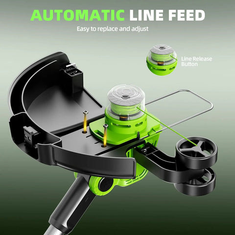 Automatic line feed mechanism of Cordless 21V Weed Wacker And Lawn Edger 9000 RPM Power 12 Inch Cutting Width auto line feed 8 spools