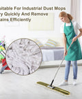 Heavy Duty Microfiber Dust Mop Head 3 Pack 36 Inch showcases cleaning efficiency on hardwood floors with a user in action.