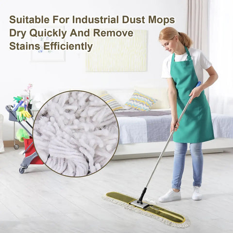 Heavy Duty Microfiber Dust Mop Head 3 Pack 36 Inch showcases cleaning efficiency on hardwood floors with a user in action.