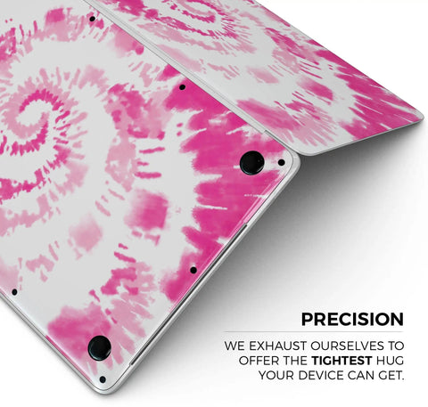Dope Spiral Tie Dye Full Body Vinyl Wrap For MacBook 13 Pro M1 A2338 Protective Skin Kit with pink and white spiral design