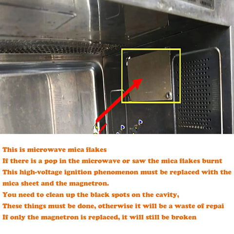 Microwave interior highlighting magnetron area for Drop In Microwave Magnetron Replacement 2M303H For Toshiba Frequency Conversion Ovens.