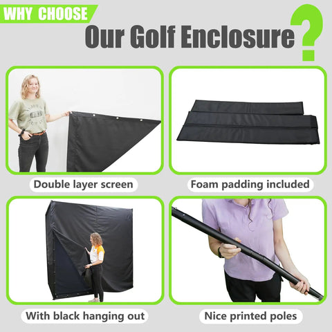 Indoor Golf Simulator Enclosure For Home Practice And Training with double layer screen and foam padding